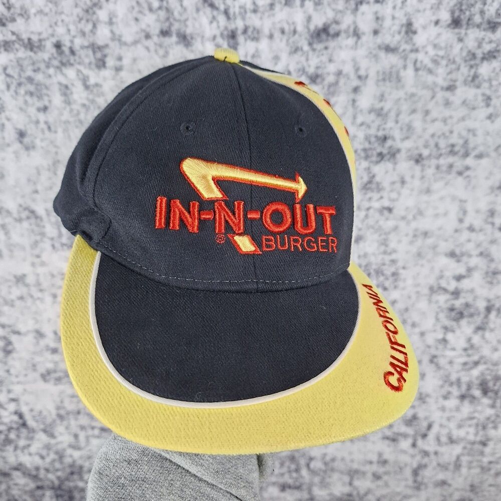 In-N-Out Burger California Adjustable Hat Cap One Size Fits All Black Yellow